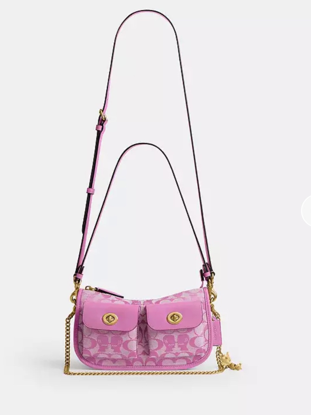 Coach x Brain Dead Twin Turnlock Waverly Bag Fuschia Signature Jacquard - Picture 13 of 13